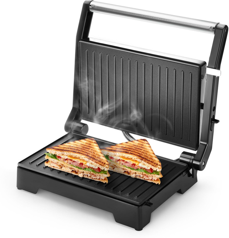 Longway Crisp Master 1000 W Panini Sandwich Maker, Toaster & Grill Sandwich Maker(Metallic Silver)