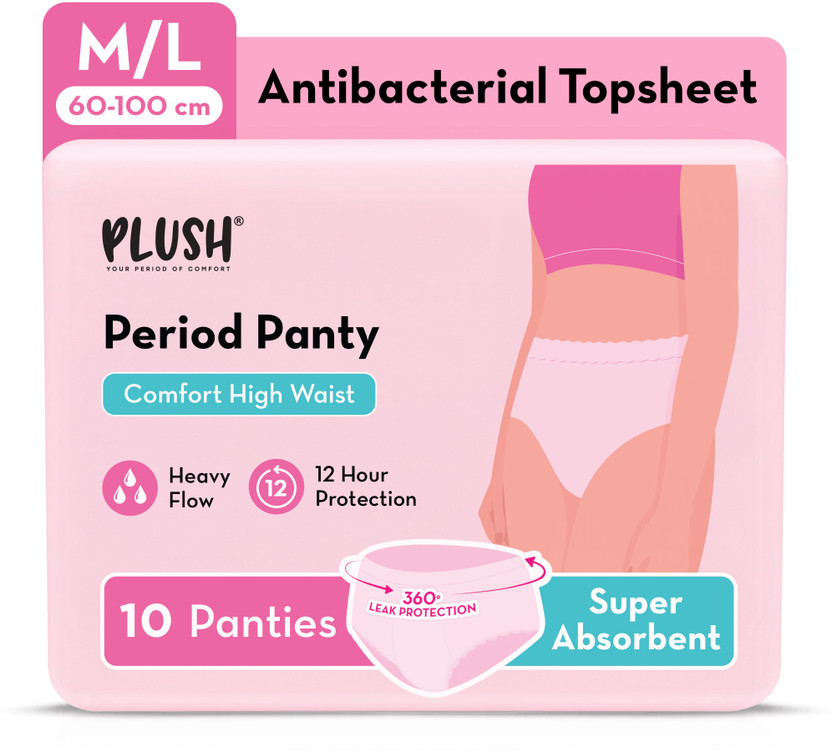 PLUSH PLUSH Comfort High Waist Disposable Period Panty M/L (60-100 cm) Sanitary Pad(Pack of 10) - Flipkart Deal