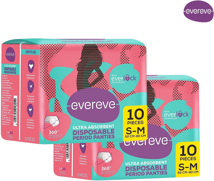 EverEve EverEve Ultra Absorbent, Heavy Flow Disposable Period Panties-10 Panties in Each Packet Sanitary Pad(Pack of 2) - Flipkart Deal