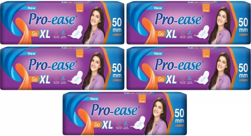 Pro-ease Secure Nights Cottony Comfort XXL - 6×5 Sanitary Pad(Pack of 5)