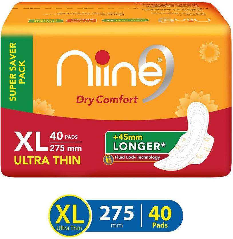 niine Dry Comfort Ultra Thin XL Sanitary Pads, Fluid Lock Gel