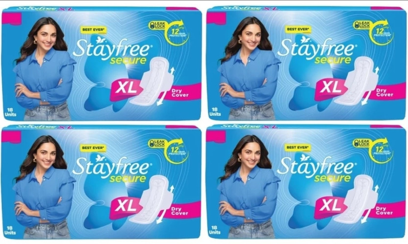 STAYFREE Secure Cottony Comfort Extra Large- XL-18+18+18+18 pack Sanitary Pad(Pack of 4)