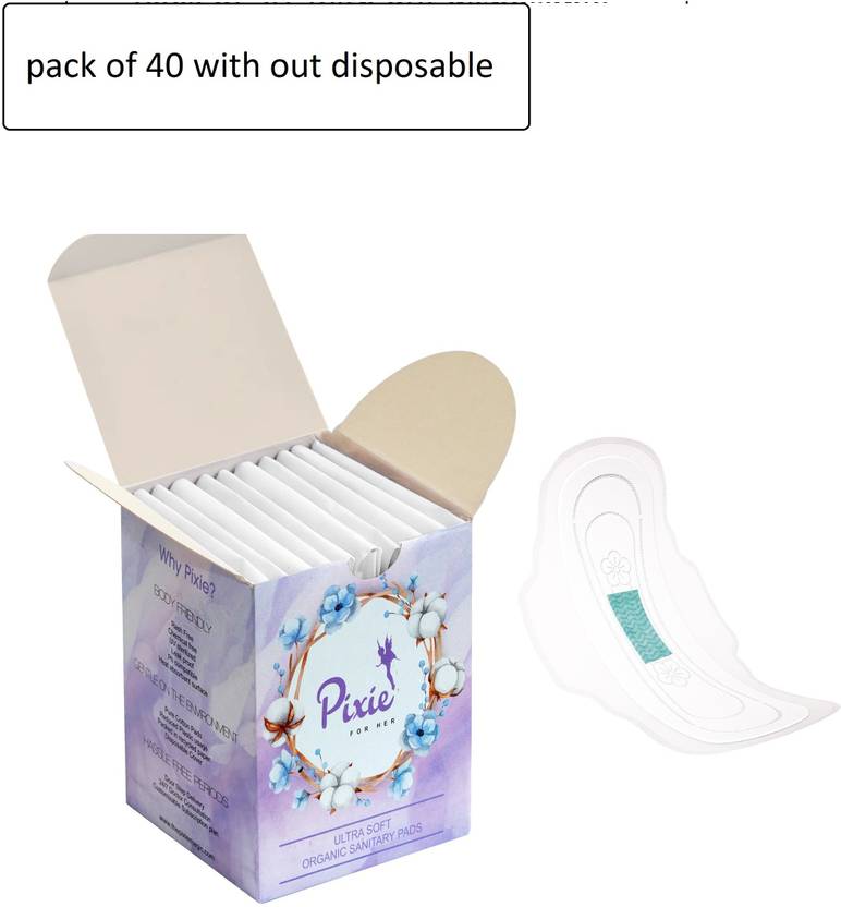 pixie for her ORGANIC SANITARY PADS PACK OF 40 Extra LARGE(320MM) WITH