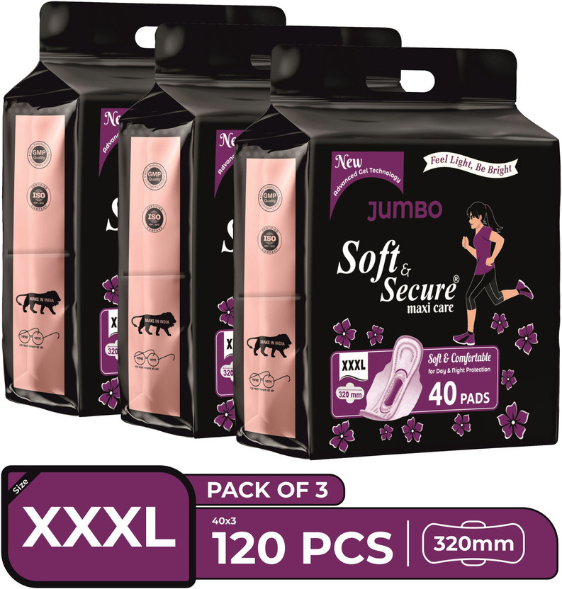 soft & secure Dry net soft & comfortable sanitary pad for Day & Night Protection XXXL Sanitary Pad(Pack of 120)