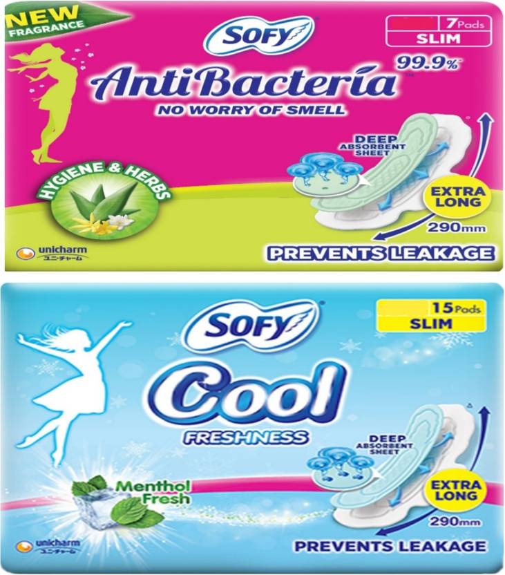 SOFY AntiBacteria xl 7 pads + cool xl 15 pads Sanitary Pad Buy Women