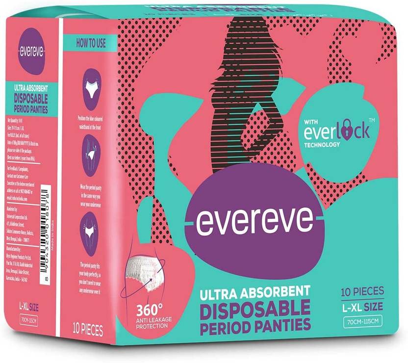 EverEve Ultra Absorbent, Heavy Flow Disposable Period Panties, LXL