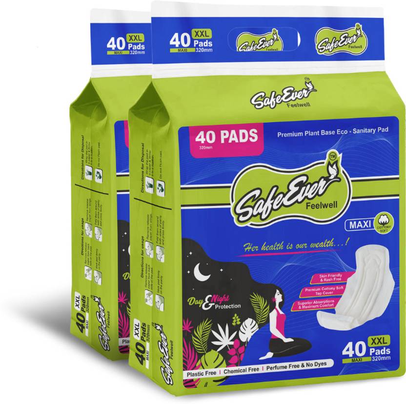 Safeever XXL Jumbo Sanitary Pads For Heavy Flow ( 80 Pads ) Super Soft