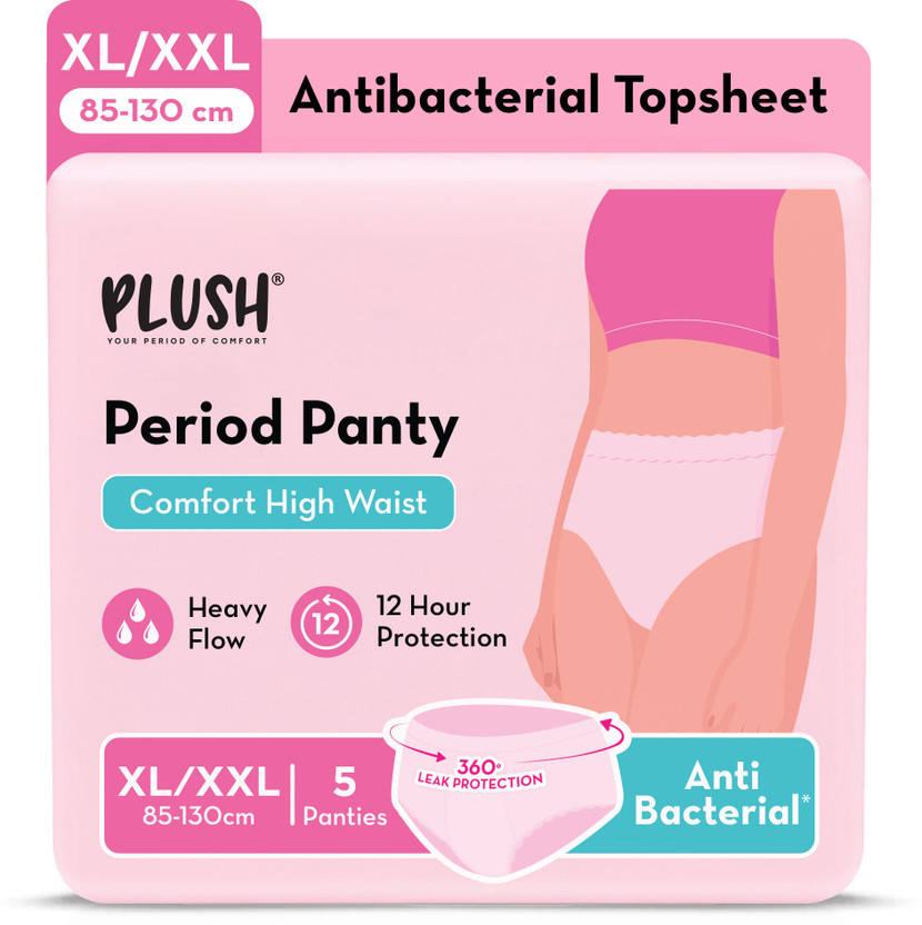 PLUSH PLUSH Comfort High Waist Disposable Period Panty Xl/XXL- Pack of 5 Sanitary Pad(Pack of 5) - Flipkart Deal