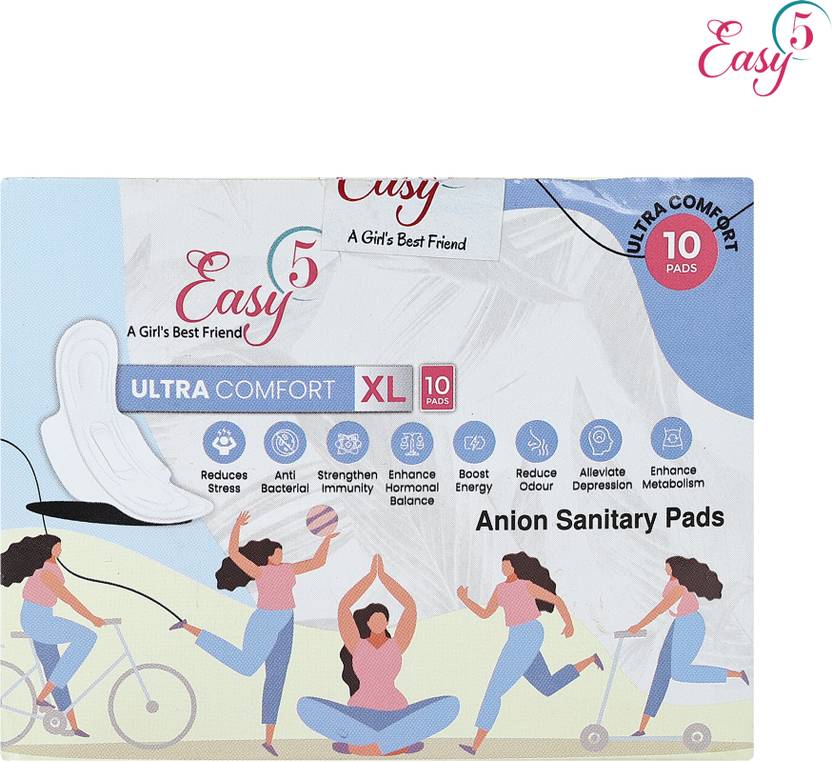 Easy5 Sanitary Pads for Women. No Rashes, Cotton Feel Top Layer & Extra