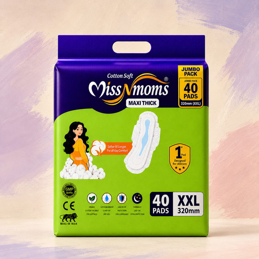 comfortime Miss&Moms Sanitary Pads XXL 320mm | Jumbo Pack 40 Pads with Wider Wings Sanitary Pad(Pack of 40)