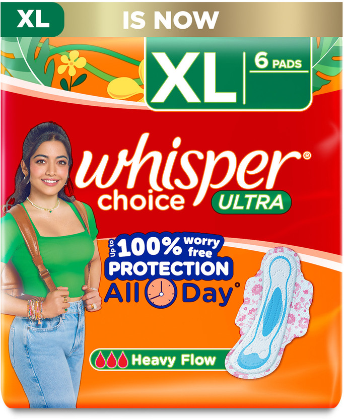 Whisper CHOICE ULTRA XL, UPTO 100% STAIN PROTECTION ALL DAY Sanitary Pad(Pack of 6)