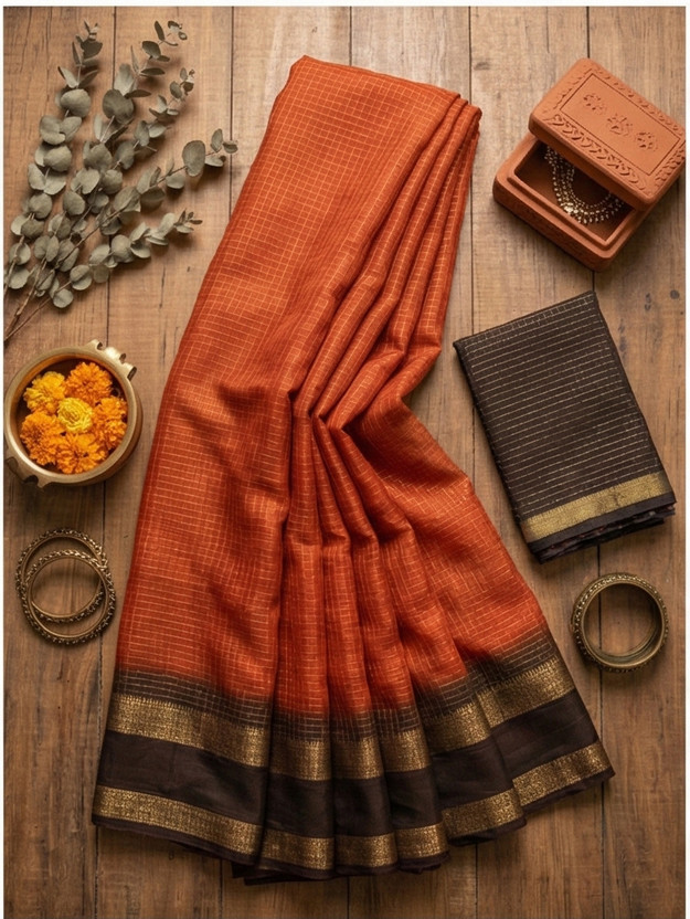 KASTURI Woven Bollywood Georgette Saree(Orange)