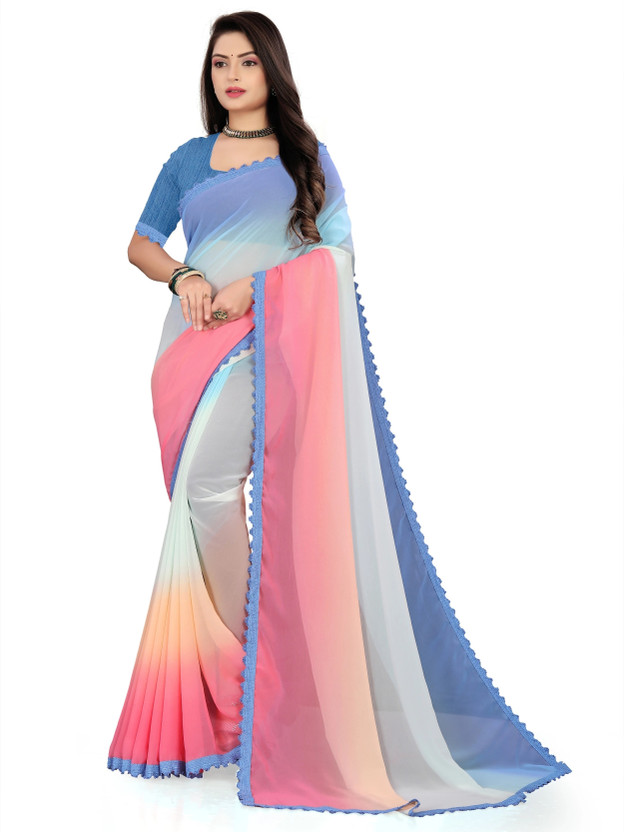 Fashion Day Self Design Bollywood Georgette Saree(Multicolor)