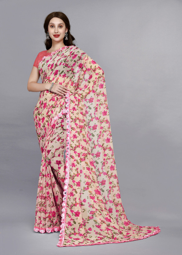 Wholesale bazar Printed, Floral Print Bollywood Georgette Saree(Multicolor)