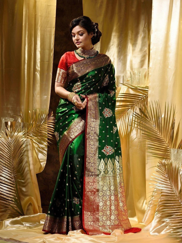 Kalapushpi Kalapushpi Woven Banarasi Satin Saree(Multicolor) - Flipkart Deal