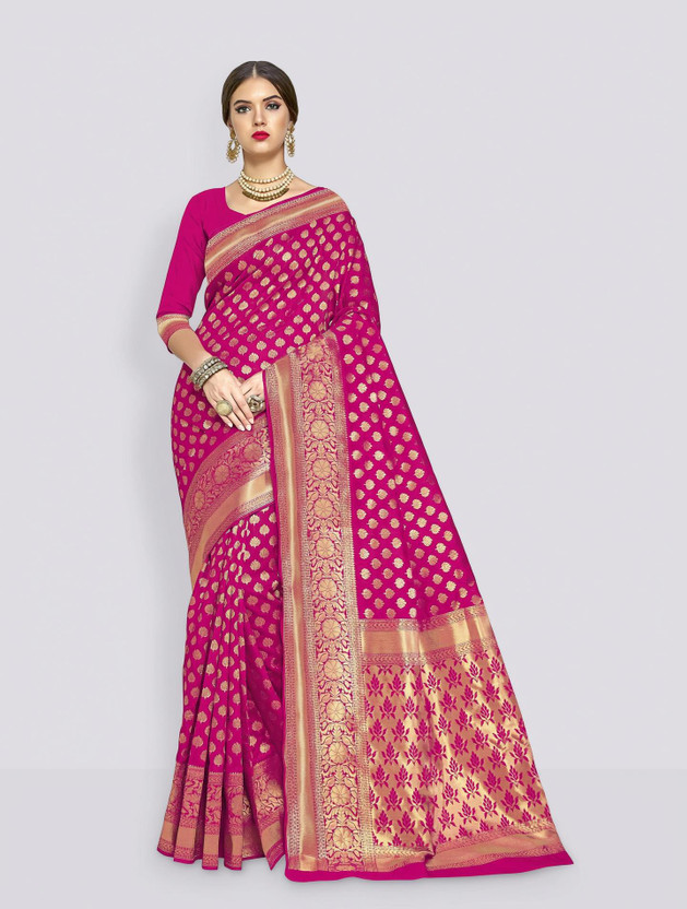 Sariya Sariya Woven Banarasi Silk Blend Saree(Pink) - Flipkart Deal