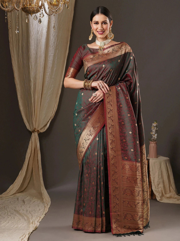 Sareemall Sareemall Woven, Self Design Kanjivaram Silk Blend Saree(Multicolor) - Flipkart Deal