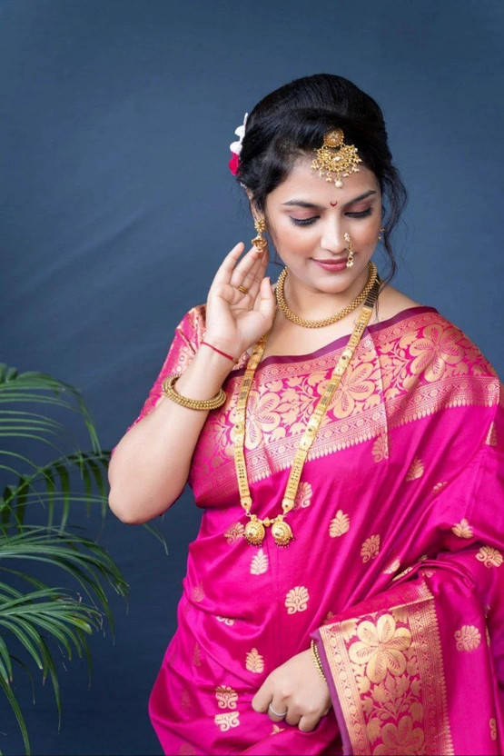 SEASON FAB Embellished Banarasi Jacquard, Art Silk Saree(Pink)