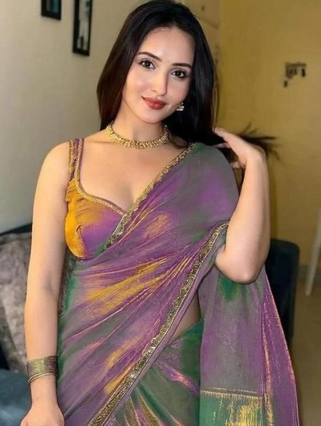 watay Embroidered Bollywood Georgette Saree(Purple)