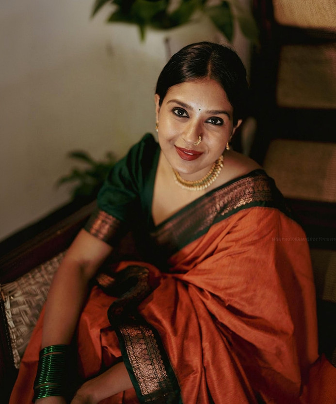 Fashion Club Collection Woven Bollywood Cotton Silk Saree(Orange)