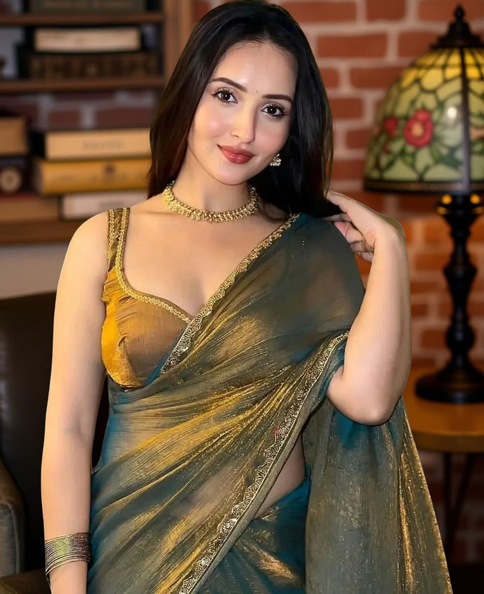 PD CLOTH VILLA Embellished Bollywood Tissue, Pure Silk Saree(Mustard)