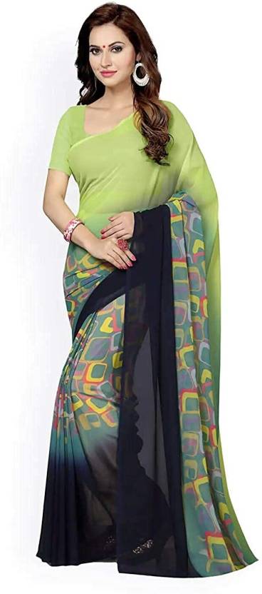 SAREEX Printed Bollywood Georgette Saree  (Green)