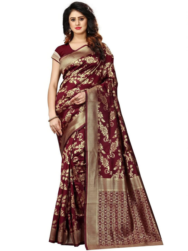 Shoppershopee Shoppershopee Embellished Kanjivaram Silk Blend Saree(Red) - Flipkart Deal