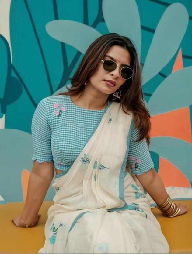 Fixal Fixal Fashion Checkered, Printed Daily Wear Cotton Silk Saree(White) - Flipkart Deal