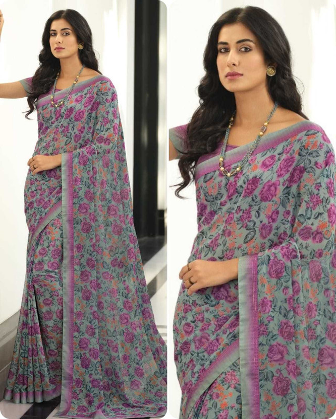 Wholesale bazar Embroidered Bollywood Georgette Saree(Grey)