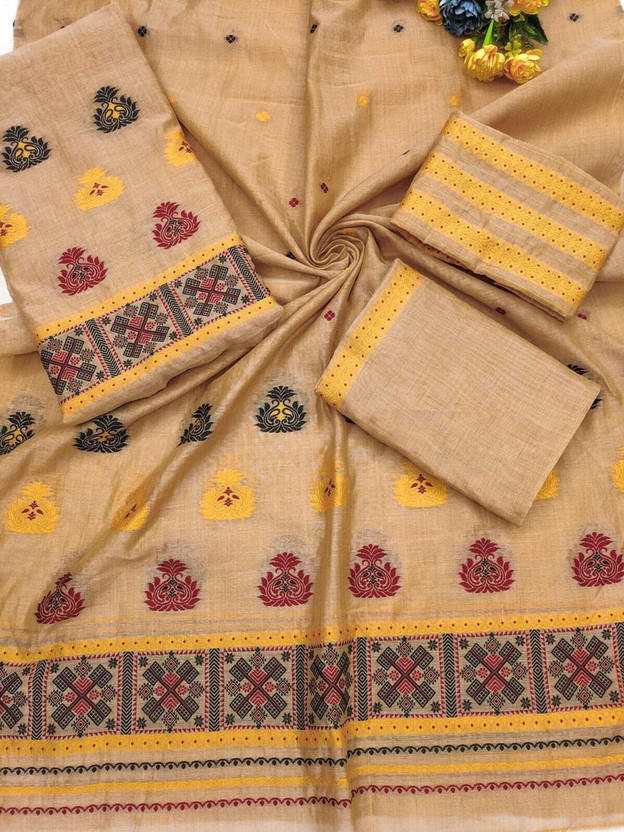 Sheden Lopez Creation Woven Mekhela Chador Cotton Blend Saree(Multicolor)