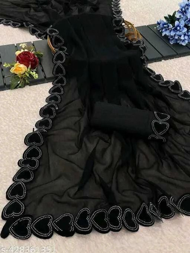 Sayal Creation Embellished Bollywood Georgette Saree(Black)