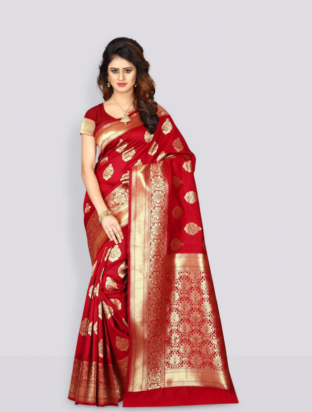 Shoppershopee Shoppershopee Woven Kanjivaram Silk Blend Saree(Red) - Flipkart Deal