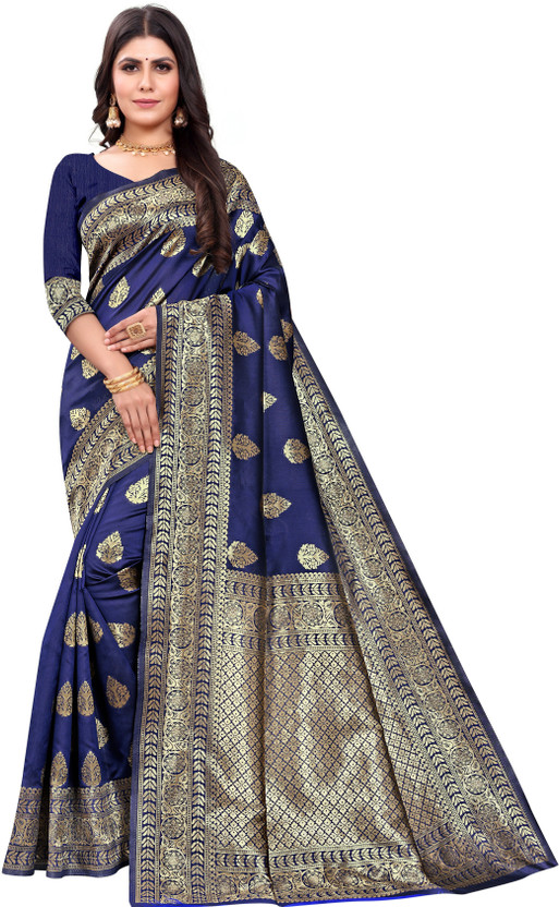 Shoppershopee Self Design Bollywood Pure Silk, Art Silk Saree(Blue)