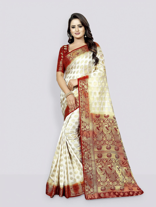 Perfect Wear Self Design Banarasi Cotton Silk, Jacquard Saree(Multicolor)