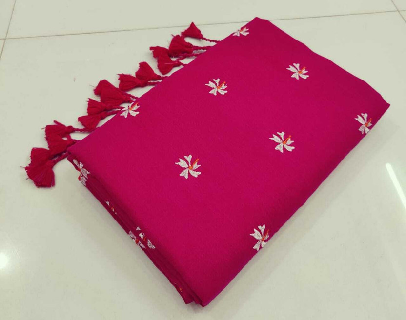 BDF Bikash Datta Fashion Embroidered, Floral Print Daily Wear Cotton Blend Saree(Multicolor)