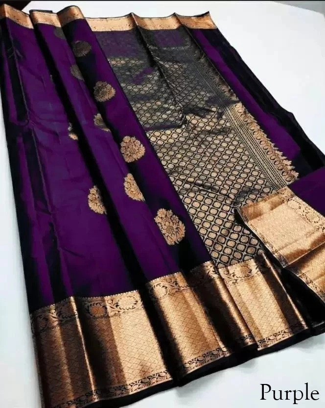 TODAY DEAL Woven Kanjivaram Pure Silk Saree(Purple)