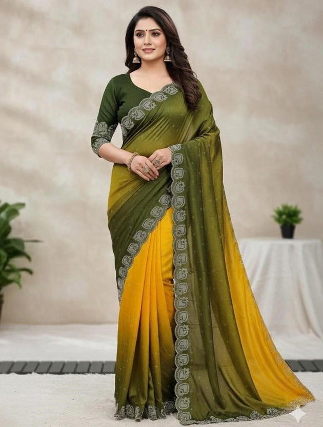 Koladiya Trendz Ombre Bollywood Silk Blend Saree(Multicolor)