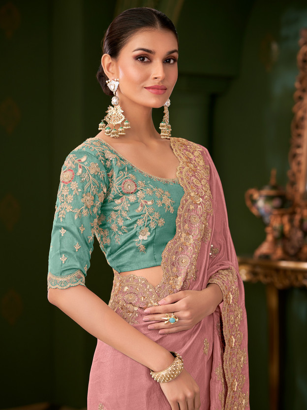 Tasrika Embellished Bollywood Viscose Rayon Saree(Purple)