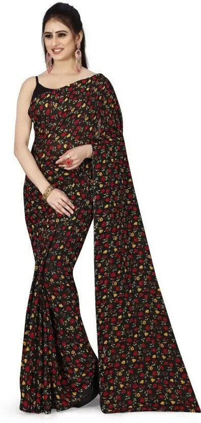 Wholesale bazar Embroidered Bollywood Georgette Saree(Black)