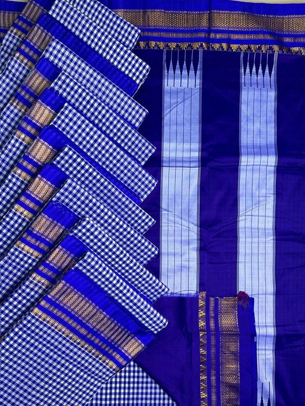ILKAL Solid/Plain Ilkal Cotton Silk Saree(Multicolor)