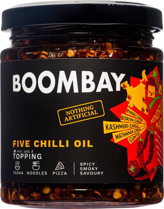 Boombay Five Chilli Oil Topping Use as a Tadka for Dal, Spicy Flavour
