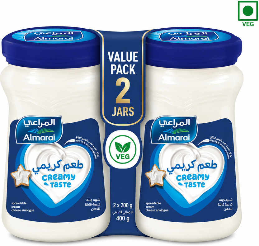 ALMARAI Cream Cheese Spread Breakfasts, Snacks, Elevating 200 gms (Imported) (Pack of 2) Sauce(2 x 200 g)