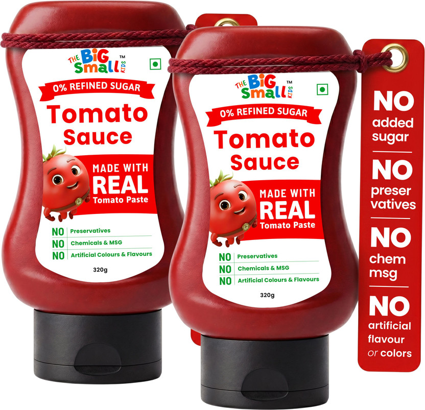 Bigsmall Real Tomato Sauce | No Preservatives, No Artificial Colors, 100% Veg Ketchup(2 x 320 g)