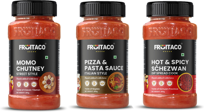 fruitaco Momo Chutney, Schezwan, and Pizza Pasta Sauce Combo| Sauce & Dip(3 x 280 g)