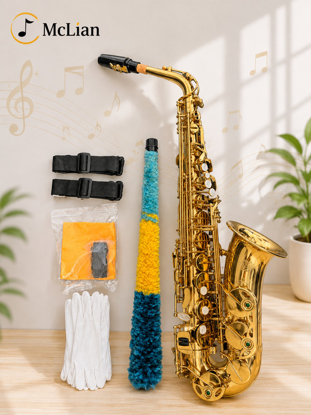 McLian Alto Saxophone Saxophone-02 Alto Saxophone(Gold, Sax Case Included)