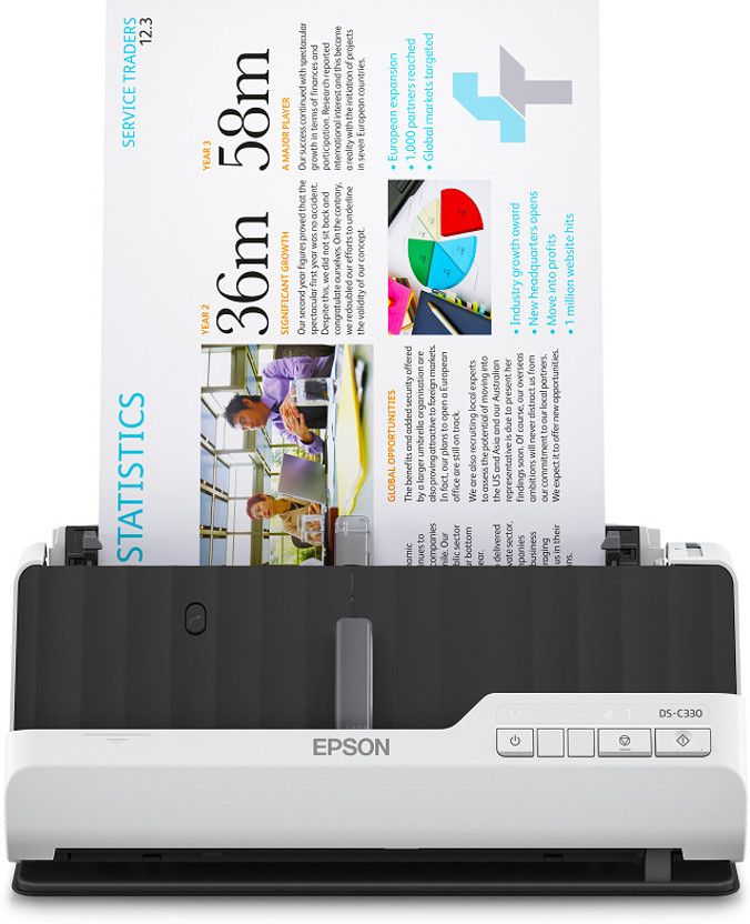 Epson WorkForce DS-C330 Portable Sheet-fed Document Scanner(White & Black)