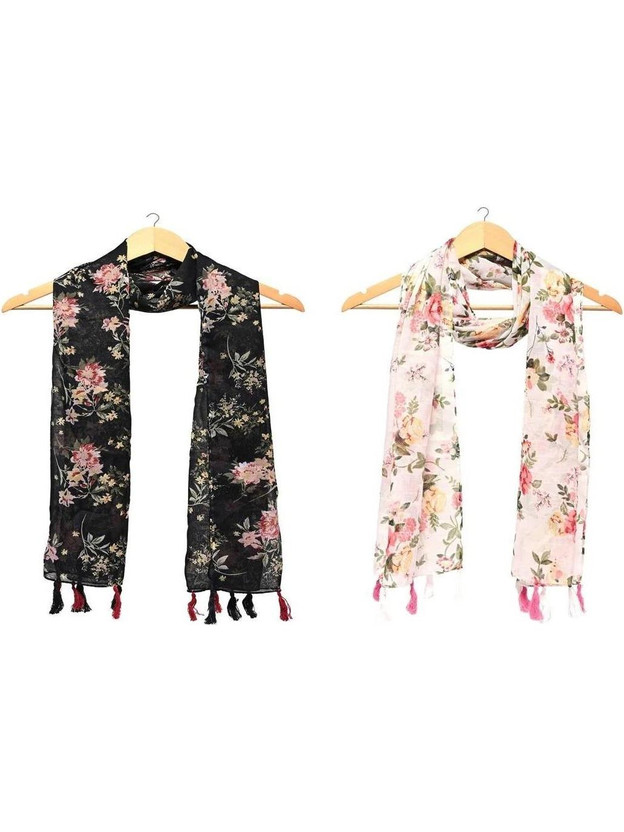 XMSFASHION Printed Chiffon Women Scarf, Stole, Fancy Scarf