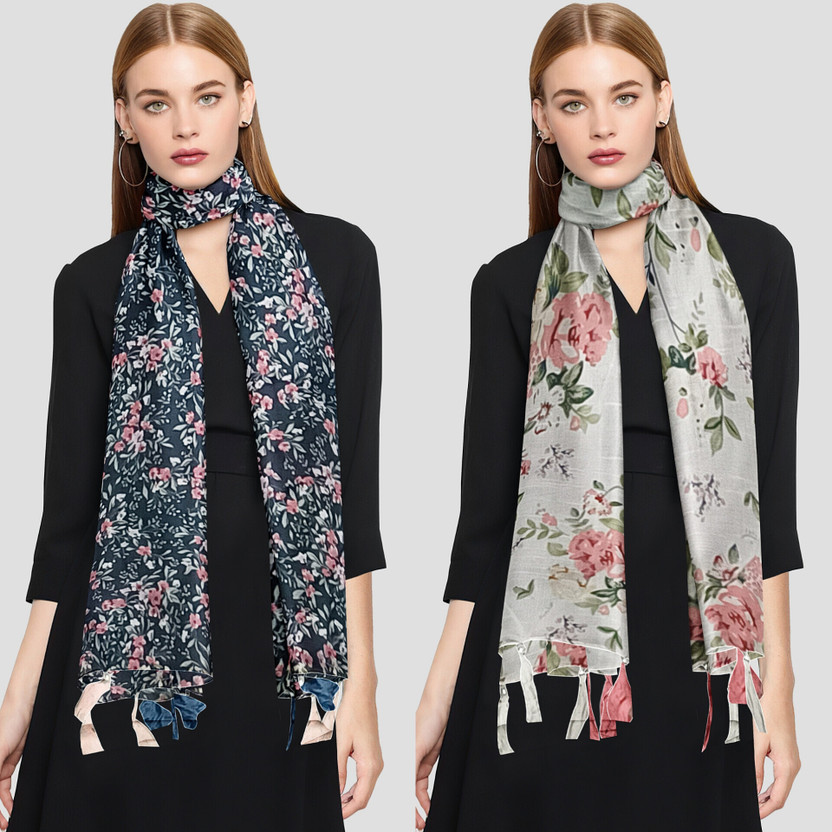 POSHAMPAA Printed Chiffon Women Stole, Scarf, Fancy Scarf