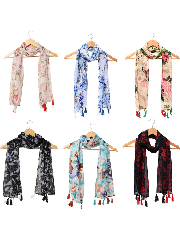 RIDDLE RIDDLE NEEDLE Floral Print Chiffon Women Scarf, Stole, Fancy Scarf - Flipkart Deal