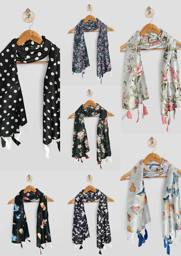 SCARVES EXPRESS Printed Chiffon Women Stole, Scarf, Fancy Scarf